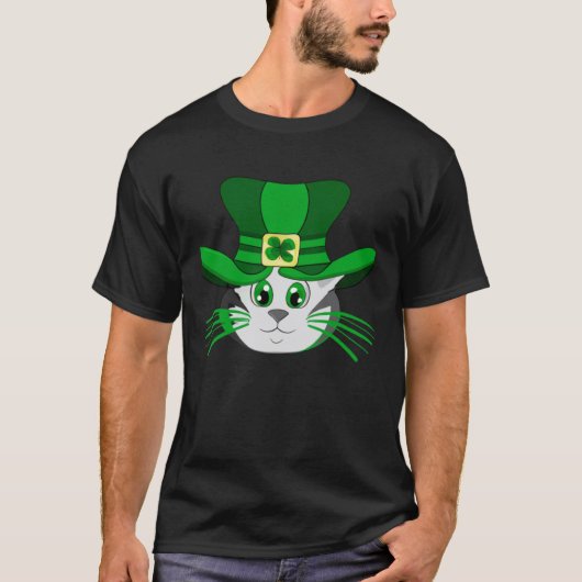 T-shirt Chat de la Saint-Patrick  Mignon Chat de la Saint- (Devant)