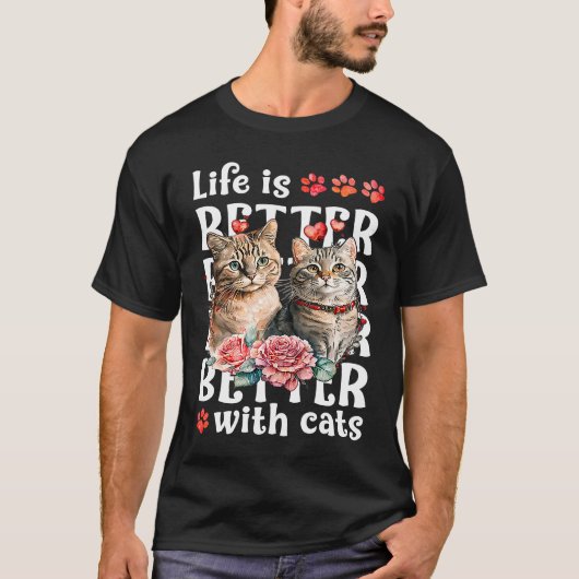 T-shirt Chat de la Saint-Valentin avec chats (Devant)