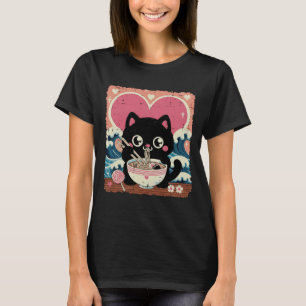 T-shirt Chat de la Saint-Valentin Ramen Kawaii Filles Japo
