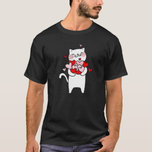 T-shirt Chat de la Saint-Valentin tenant des cœurs Amateur
