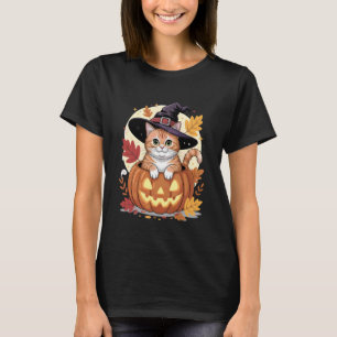 T-shirt Chat de la sorcière de citrouille Halloween Chat d