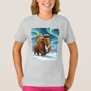 T-shirt Chat de l'âge de glace à l'arrière d'un mammouth t
