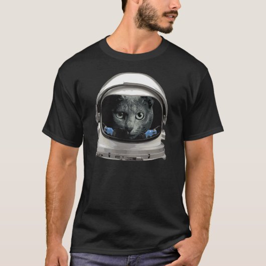 T-shirt Chat de l'astronaute du casque spatial (Devant)