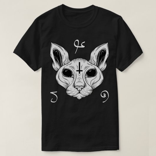 T-shirt Chat De L'Enfer Baphomet Satanisme Demonic Sphynx (Design devant)