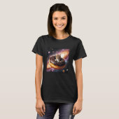 T-shirt Chat de l'espace à cheval sur un donut drôle Donut (Devant entier)