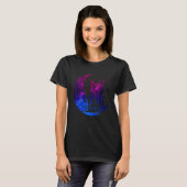 T-shirt Chat de l'espace avec drapeau bisexuel de lune Fie (Devant entier)