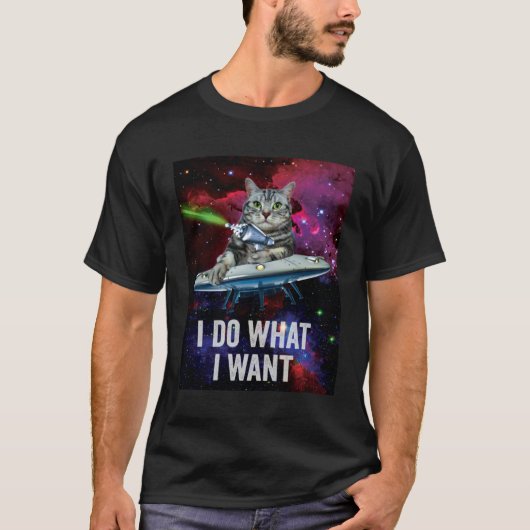 T-shirt Chat de l'espace extraterrestre UFO (Devant)