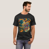 T-shirt Chat de l'espace hypnotique rétro (Devant entier)