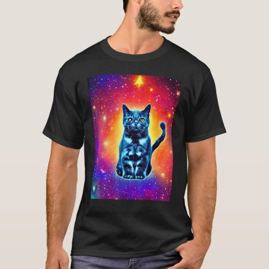 T-shirt Chat de l'espace Kitty Chat dans le style de chat (Devant)