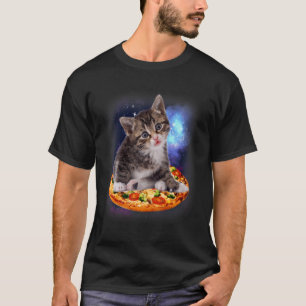 T-shirt Chat de l'espace Kitty roulant Pizza Galaxie Resta