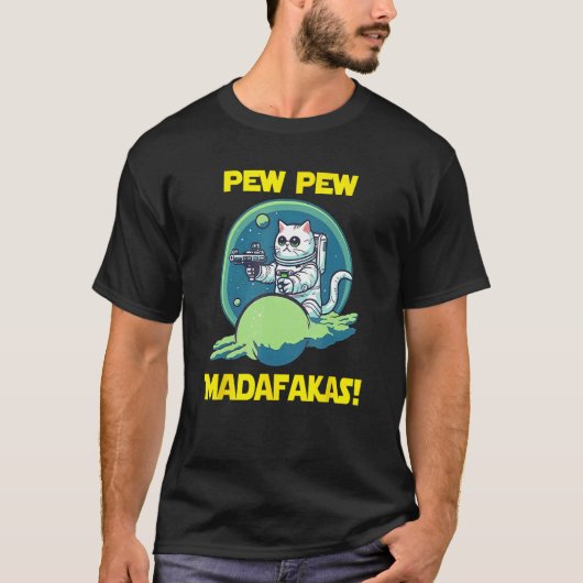 T-shirt Chat de l'Himalaya astronaute spatial Pew Madafaka (Devant)