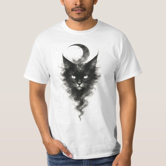 T-shirt Chat de l'Ombre Lunaire – Œuvre d'Art Créature Noc (Devant)