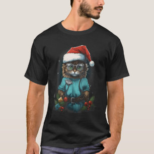 T-shirt Chat de Noël Anesthésiste Drôle Chat Médecine D