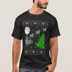T-shirt Chat de Noël aux yeux laser laids Arbre Père Noël 