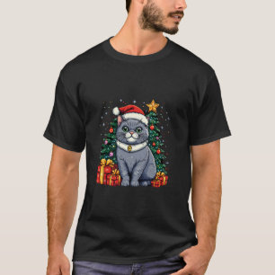 T-shirt Chat de Noël avec Casquette de Noël British Shorth