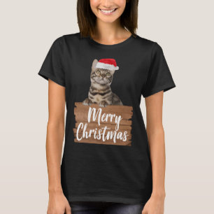 T-shirt Chat de Noël Bengale Chapeau du Père Noël