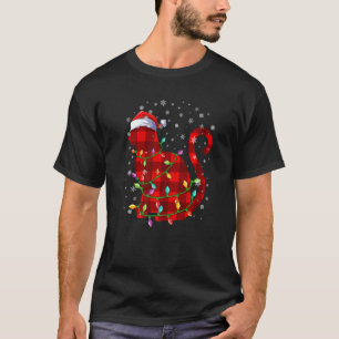 T-shirt Chat de Noël Buffalo à carreaux Chapeau rouge de P
