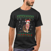 T-shirt Chat de Noël chatte Kitty Père Noël Reindeer (Devant)
