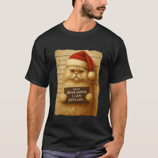 T-shirt Chat de Noël drôle - Chapeau de Père Noël persan m
