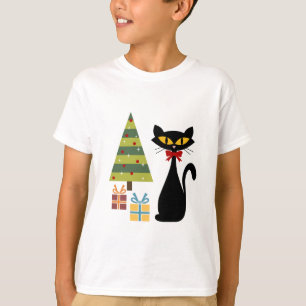 T-shirt chat de Noël du milieu du siècle