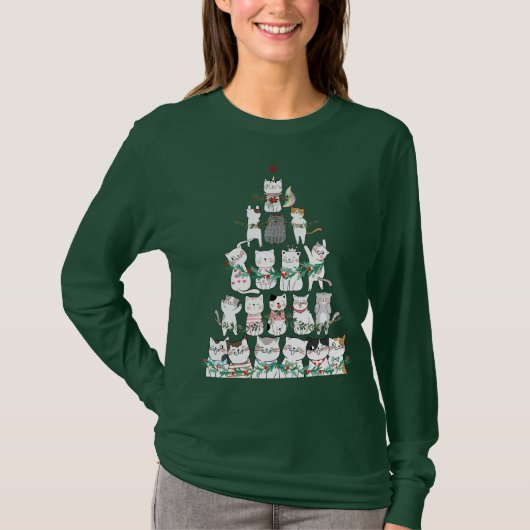 T-shirt Chat de Noël Funny Tree Funny Drôle (Devant)