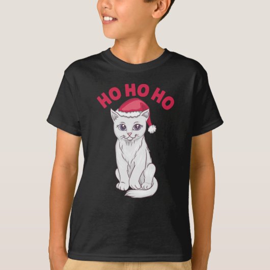 T-shirt Chat de Noël Ho Ho (Devant)