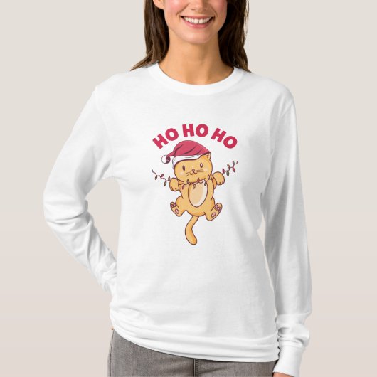 T-shirt Chat de Noël Ho Ho (Devant)