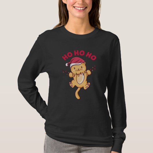 T-shirt Chat de Noël Ho Ho (Devant)