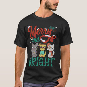 T-shirt Chat de Noël Merry And Bright