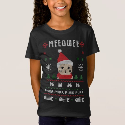 T-Shirt Chat de Noël mignon (Devant)