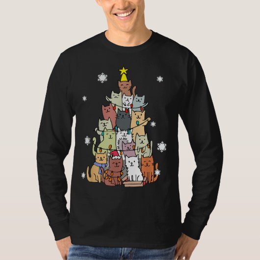 T-shirt Chat de Noël moche Chat Arbre - Drôle Chat G (Devant)
