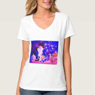 T-shirt Chat de Noël noir et blanc