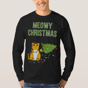 T-shirt Chat de Noël Orange Tiger Tabby xmas arbre kitty c