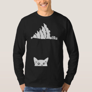 T-shirt Chat de Noël Rouge Tipping Xmas Tree Over Meowchat