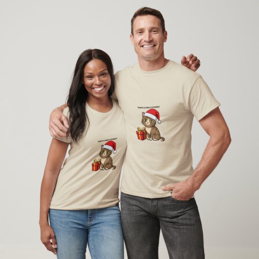 T-Shirt Chat de Noël Santa Claws arrive (Unisexe)
