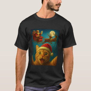 T-shirt Chat de Noël selfie avec le Père Noël Drôle de Cha