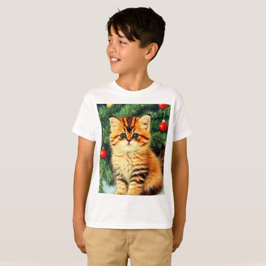 T-shirt Chat de Noël Vintage (Devant entier)