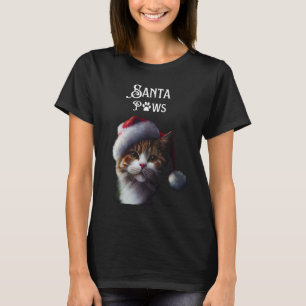 T-shirt Chat de Noël Whimsical Père Noël Paws