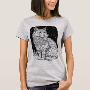 T-shirt Chat de nuit sous ciel étoilé magique
