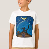 T-shirt Chat De Nuit Sur Un Toit (Devant)