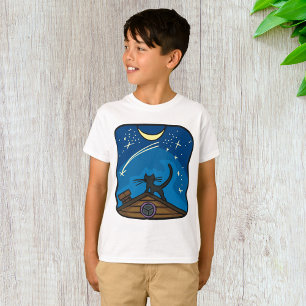 T-shirt Chat De Nuit Sur Un Toit