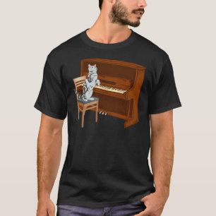 T-shirt Chat de piano Clavier de piano Meowsicians