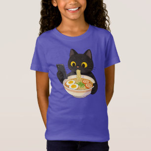 T-Shirt Chat de Ramen qui Boit un Selfie