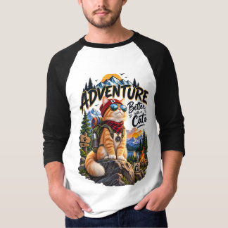 T-shirt Chat de randonnée Montagne Camping Tabby Orange