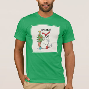 T-shirt Chat de renne des pattes   de Père Noël