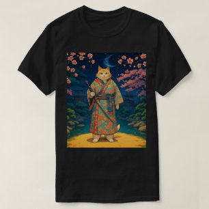 T-shirt Chat de samouraï en Kimono