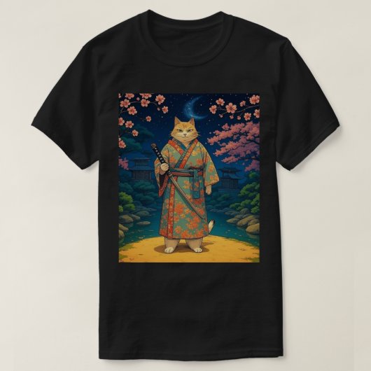 T-shirt Chat de samouraï en Kimono (Design devant)