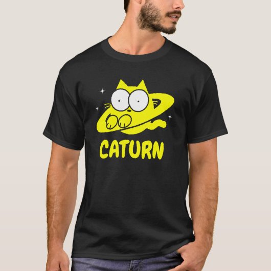 T-shirt Chat de Saturne Espace Saturne Doodle (Devant)