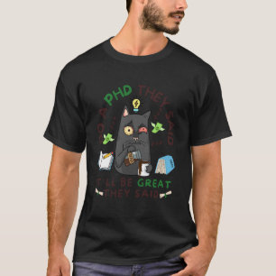 T-shirt Chat de science drôle docteur fatigué buvant du ca