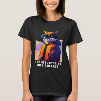 T-shirt Chat de snowboard cool pour hommes femmes ski mont